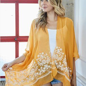 Floral Embroidered Stitch Kimono